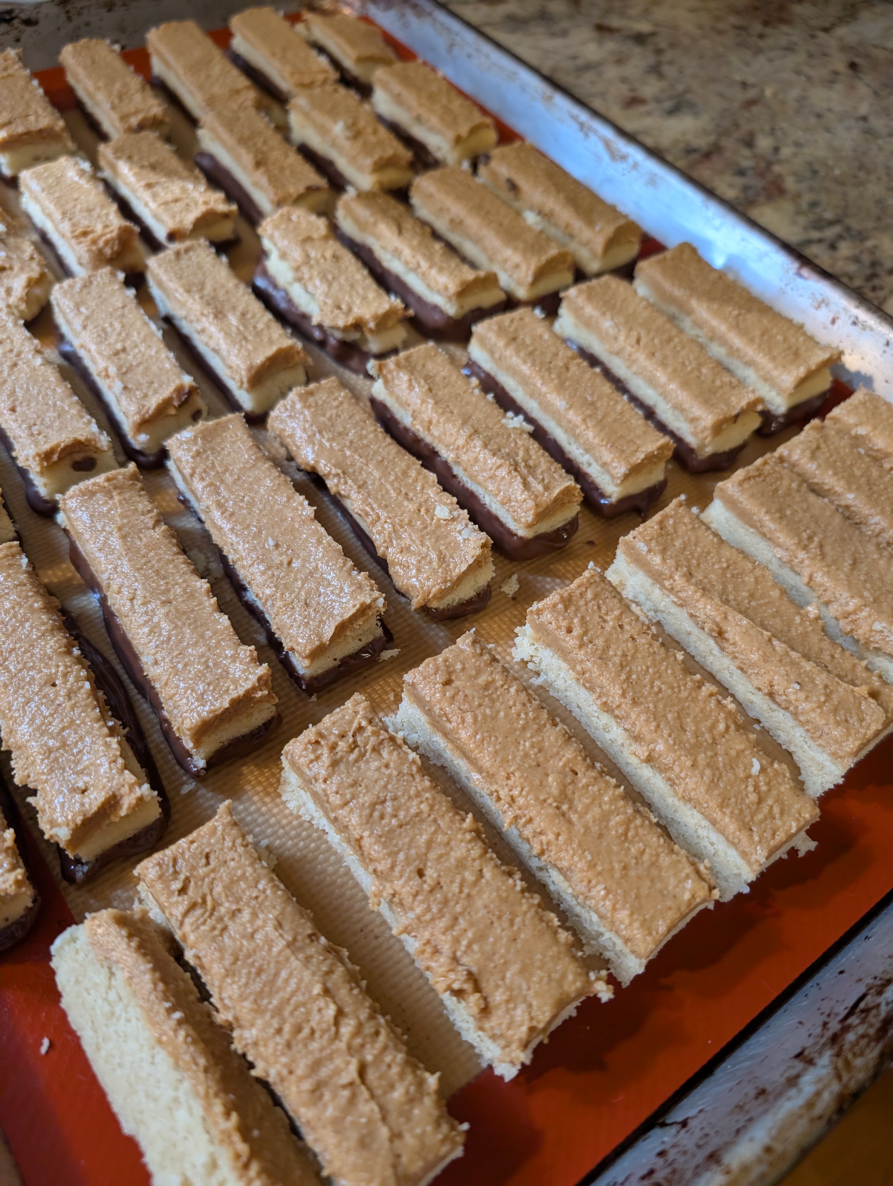 PB fingers with chocolate bases